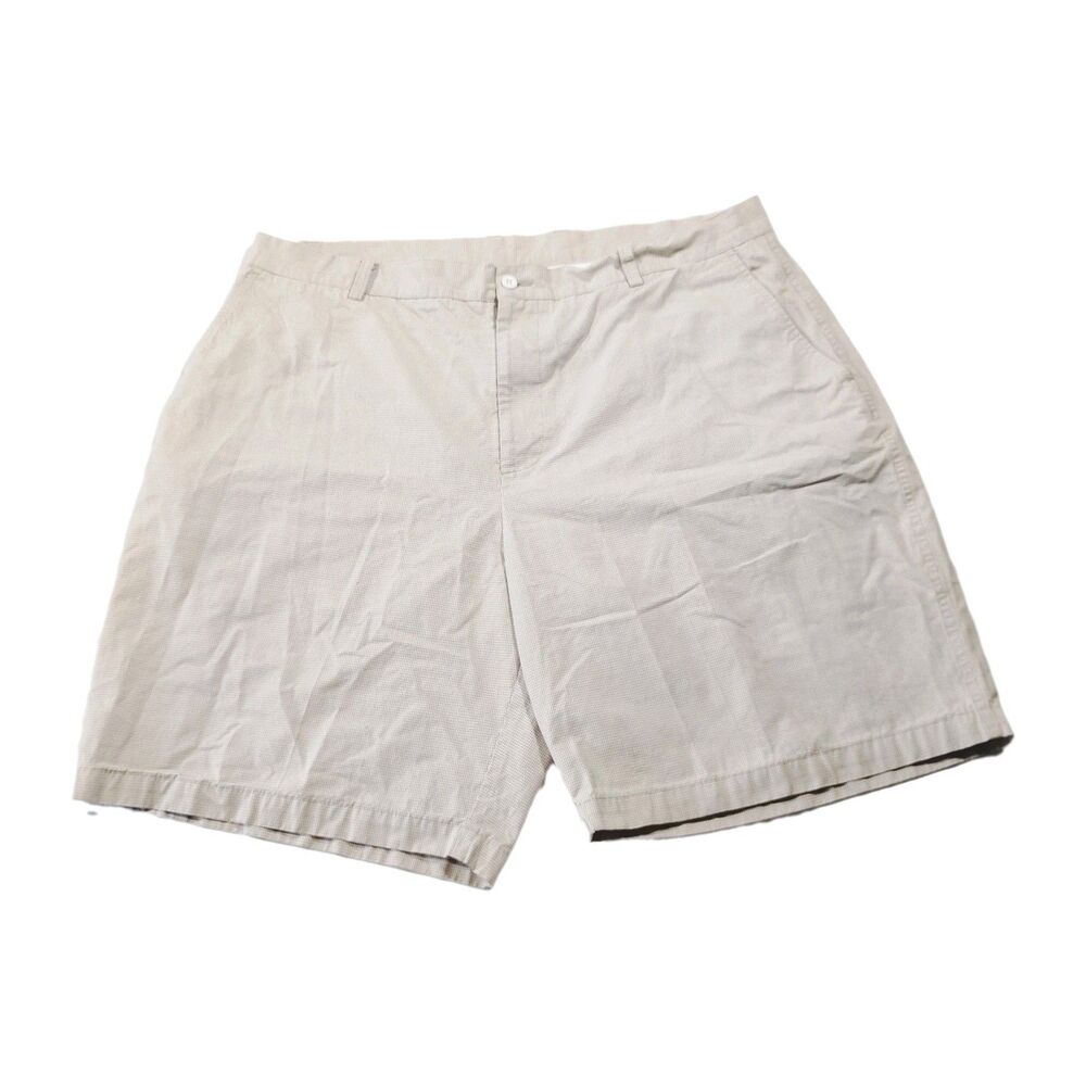 Dunning Tan Check Gingham Chino Shorts Mens 40 Flat Front Preppy Golf Resortwea - Picture 1 of 7